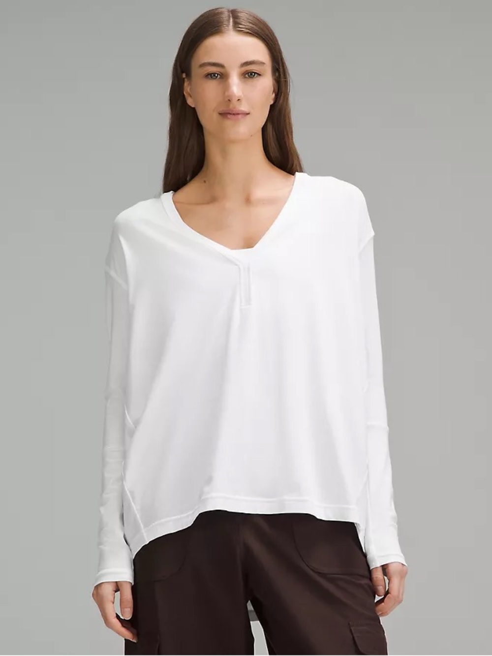 lululemon athletica White V-Neck Long Sleeve Tee